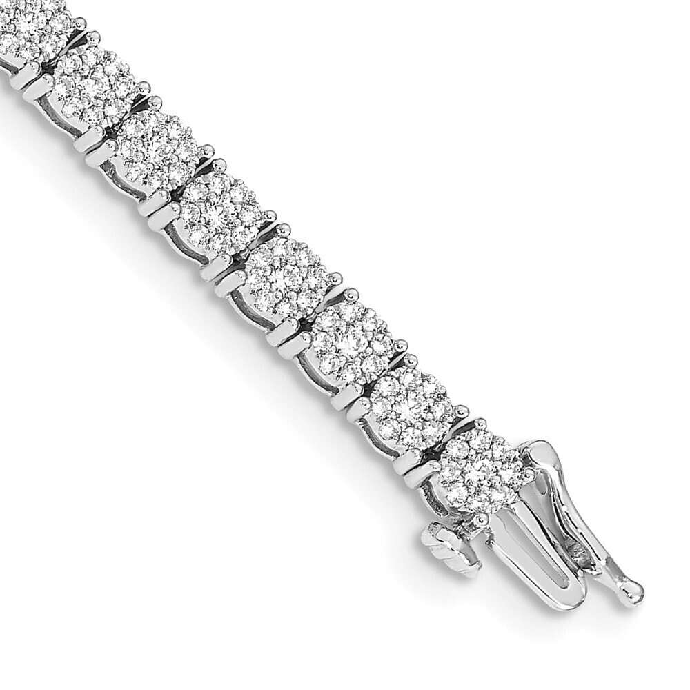 Kazi Luxury 14k White Gold Cluster Setting Diamond Bracelet